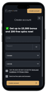 Clubhouse Casino Registration Process from a Mobile Device